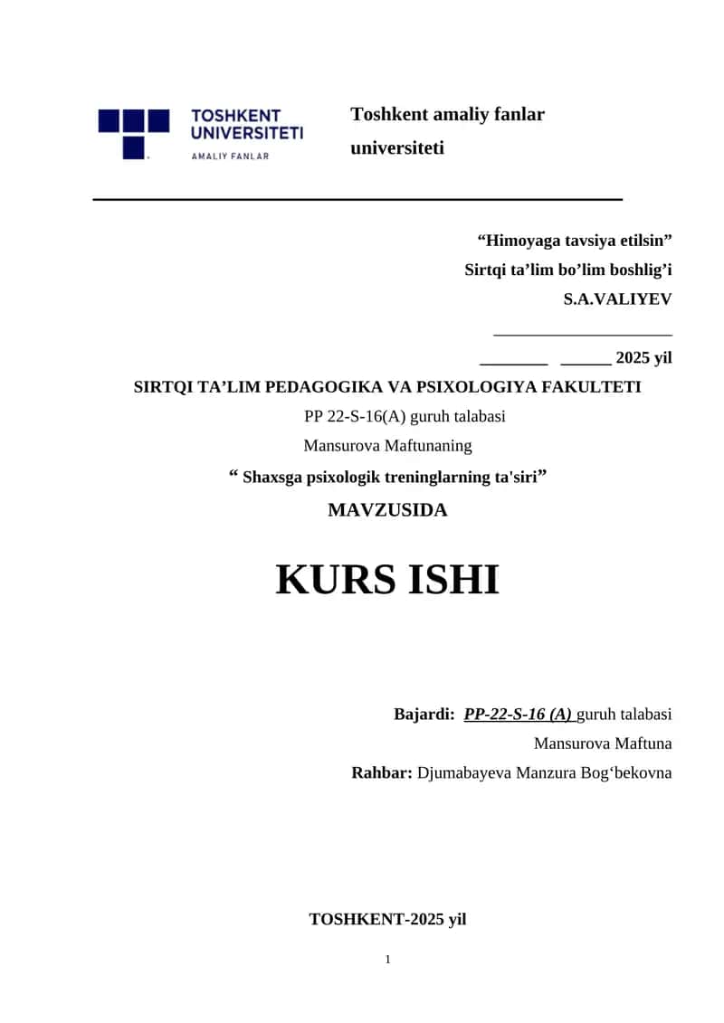 Shaxsga psixologik treninglarning ta'siri 1