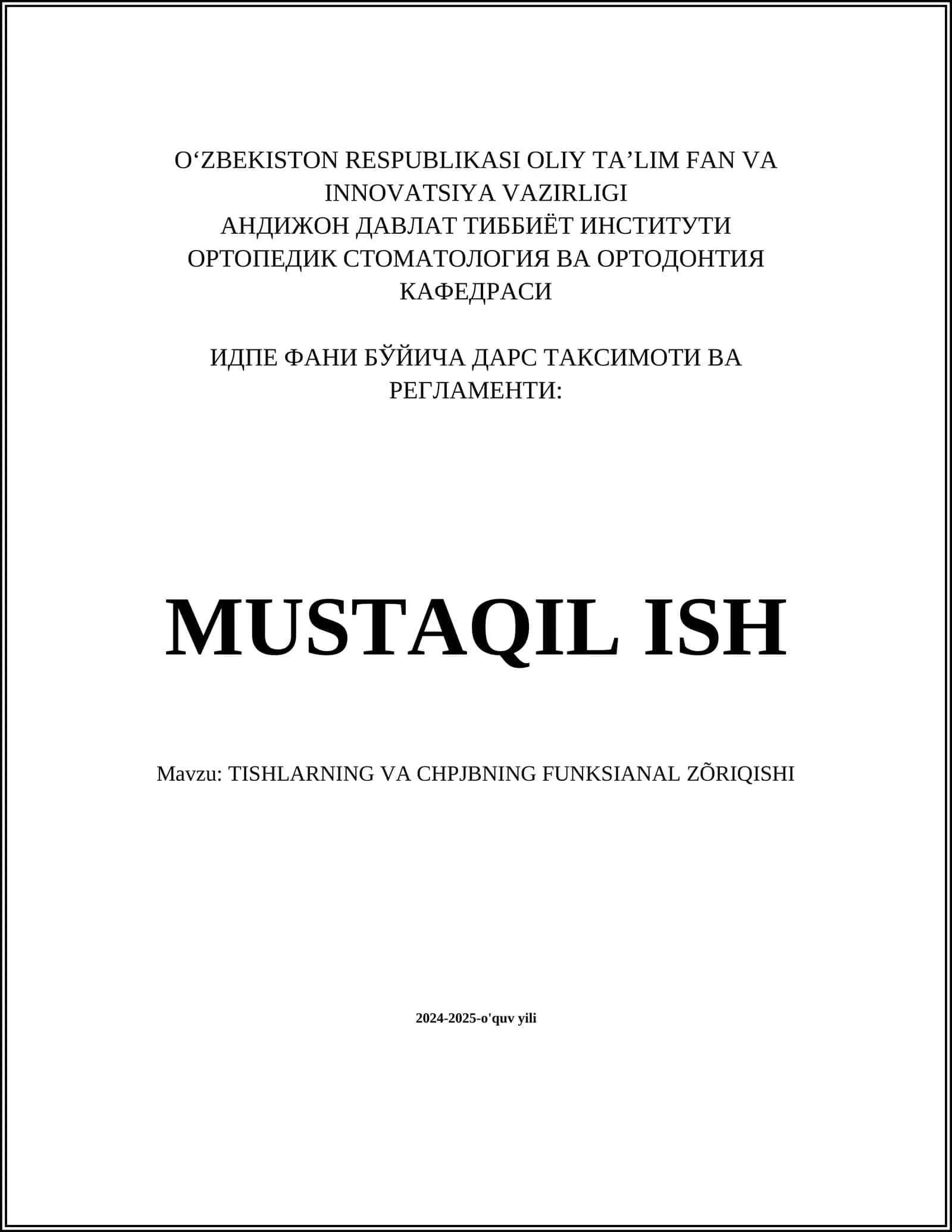 TISHLARNING VA CHPJBNING FUNKSIANAL ZÕRIQISHI 1