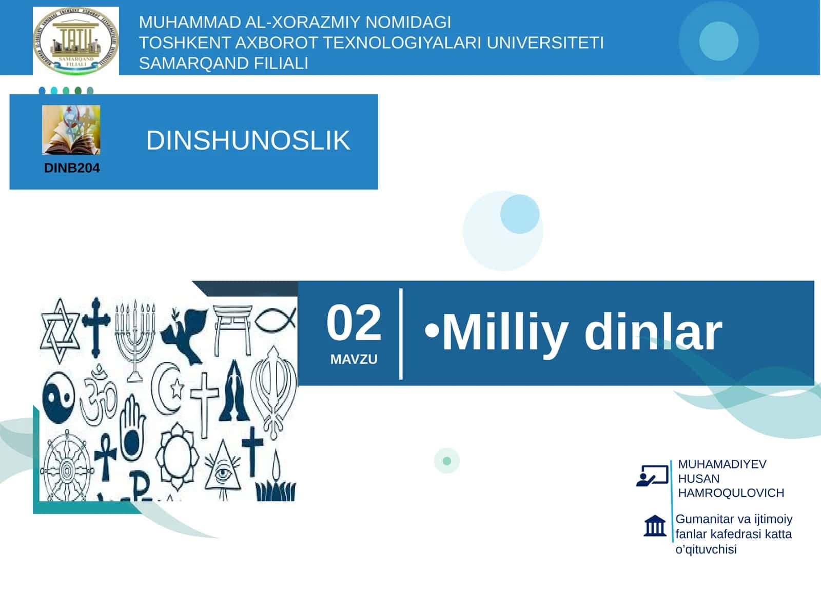 2-mavzu. Milliy dinlar 1