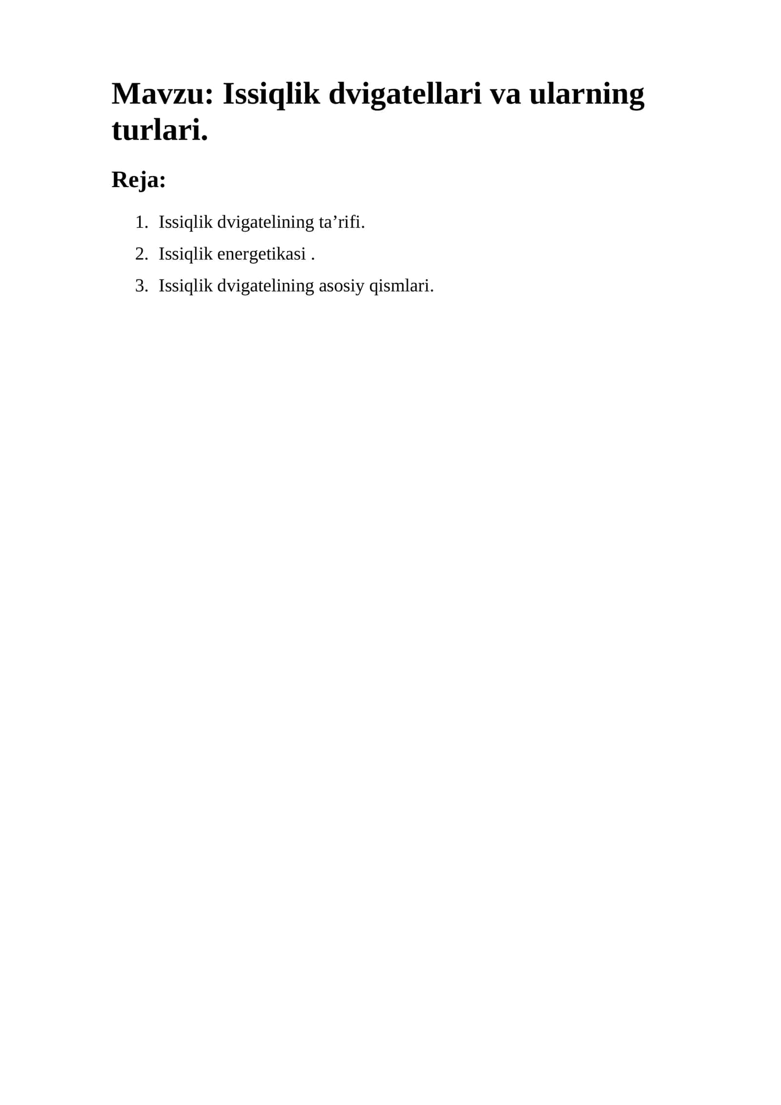Issiqlik dvigatellari va ularning turlari 1