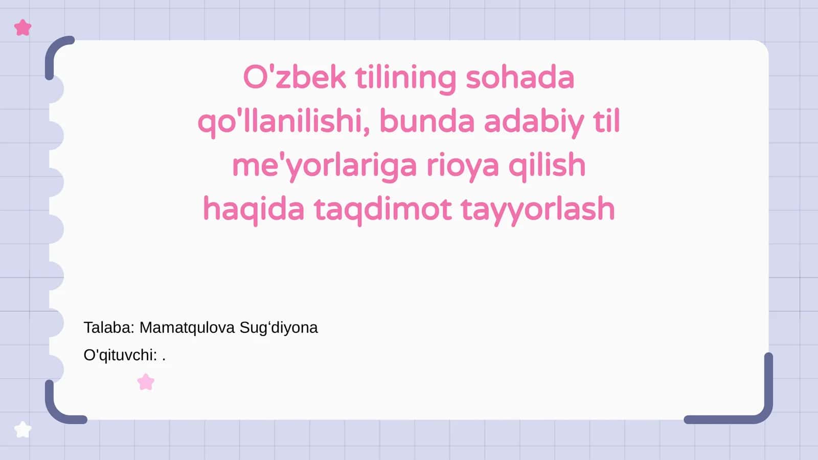 O'zbek tilining sohada qo'llanilishi 1