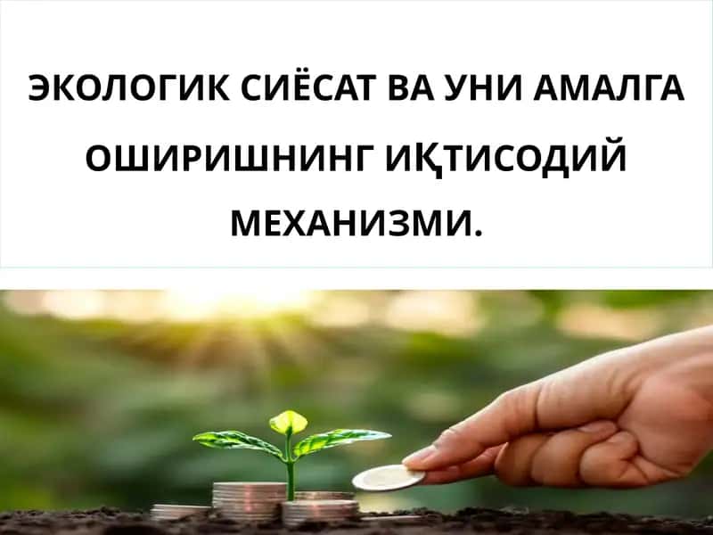 ЭКОЛОГИК СИЁСАТ ВА УНИ АМАЛГА ОШИРИШНИНГ ИҚТИСОДИЙ МЕХАНИЗМИ. 1