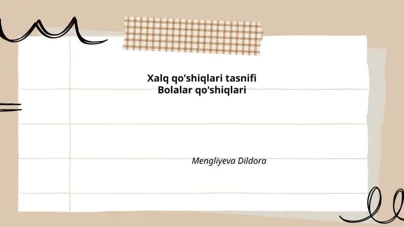 Xalq qo'shiqlari tasnifi 1