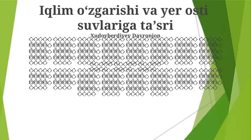 Iqlim oʻzgarishi va yer osti suvlariga taʼsri 1
