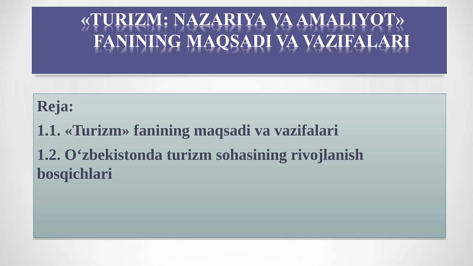 Turizm sohasi 1