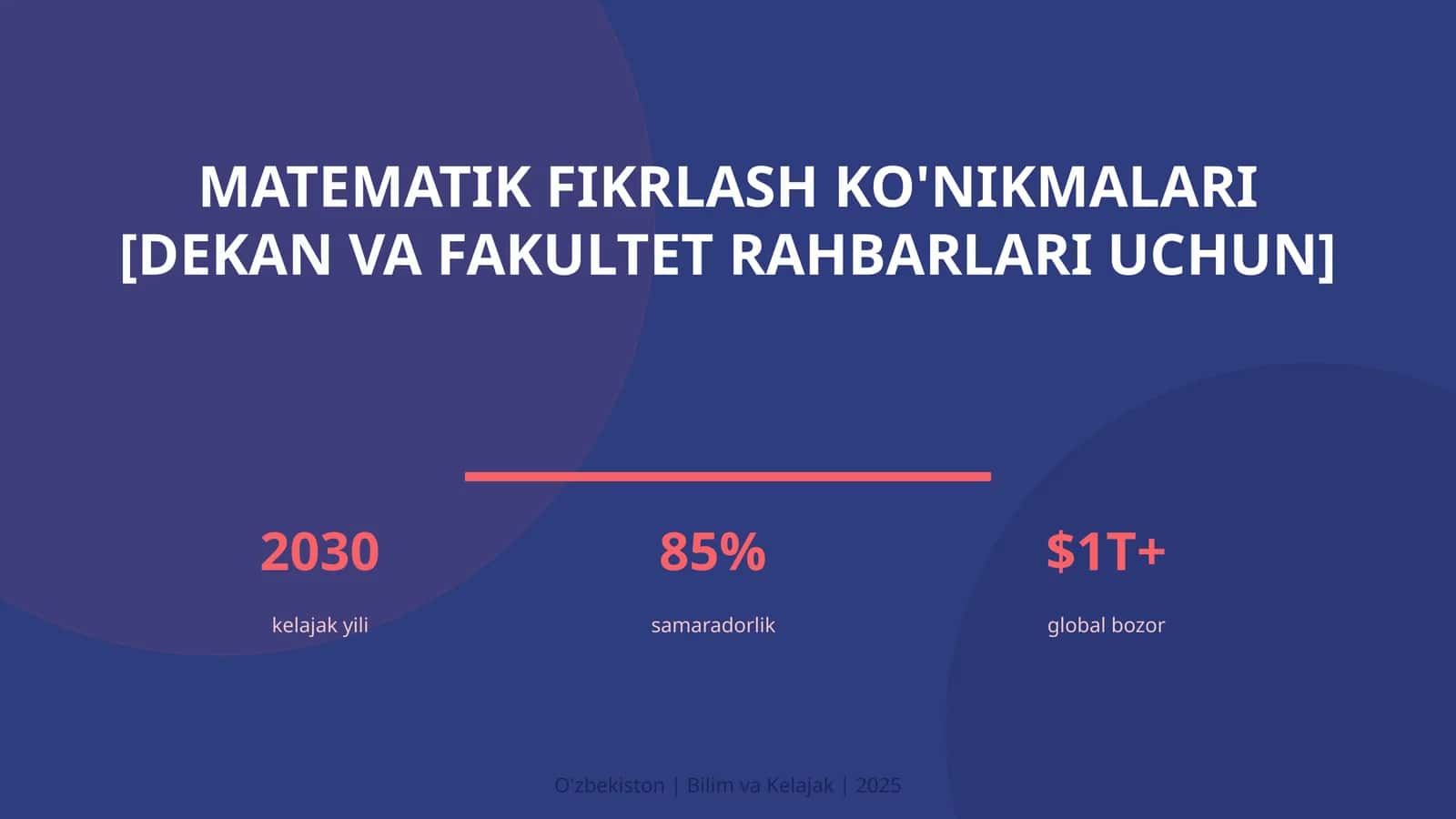 Matematik fikrlash ko'nikmalari [dekan va fakultet rahbarlari uchun] 1