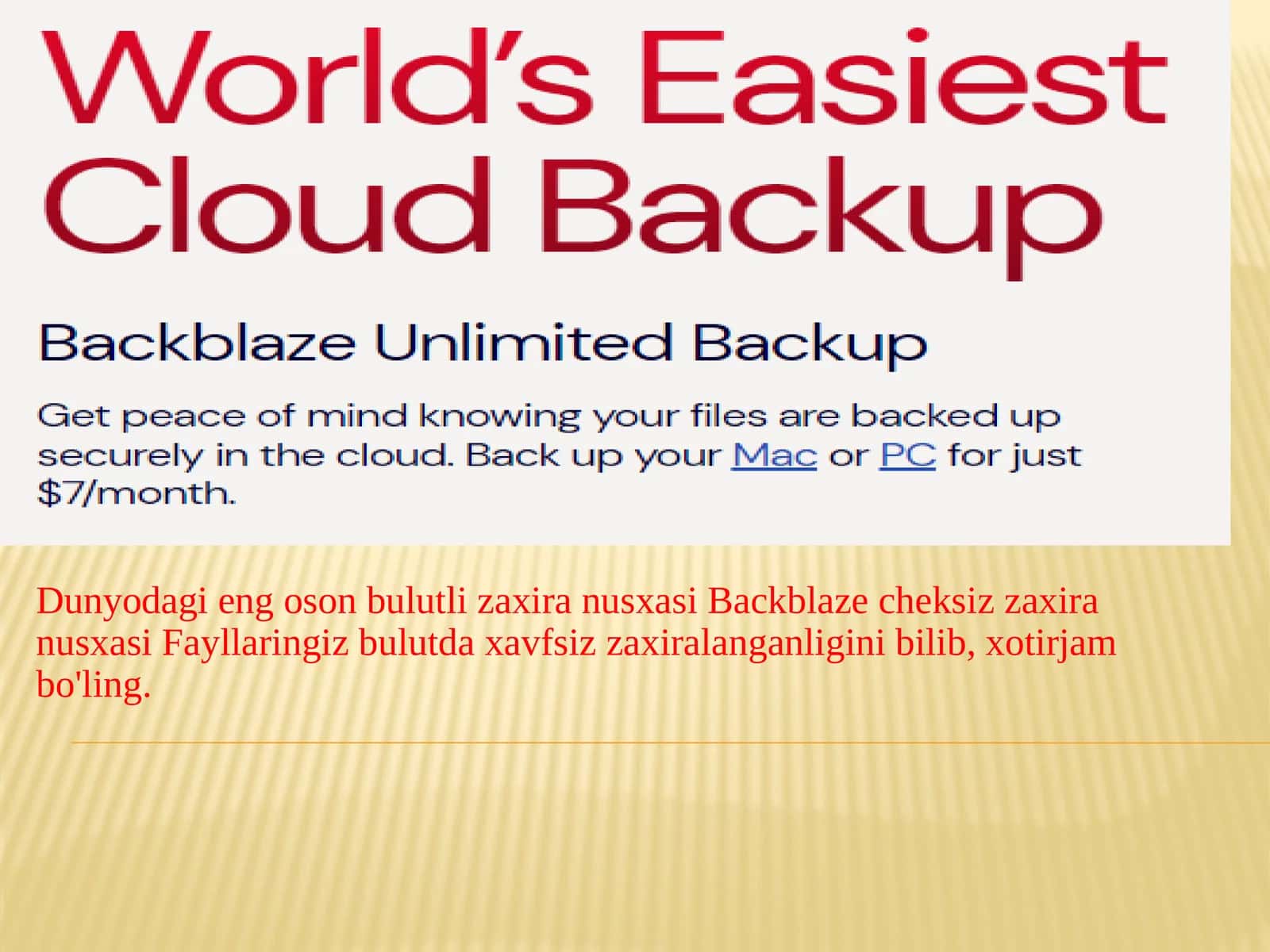 Backblaze cheksiz zaxira nusxasi 1