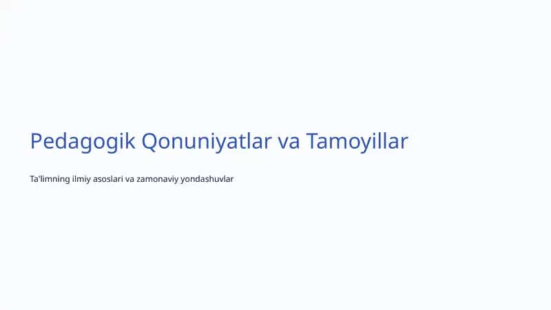 Pedagogik Qonuniyatlar va Tamoyillar 1