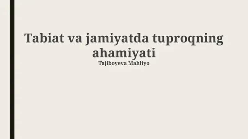 Tuproqning ahamiyati 1