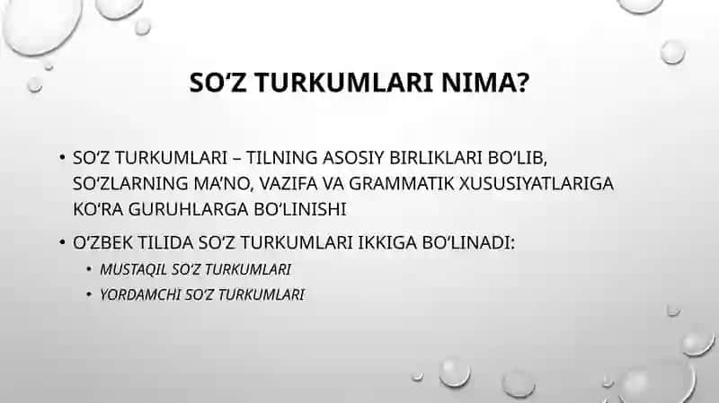 So‘z turkumlari