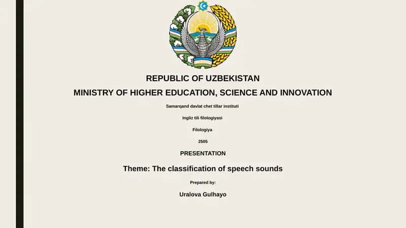 The classification of speech sounds 1