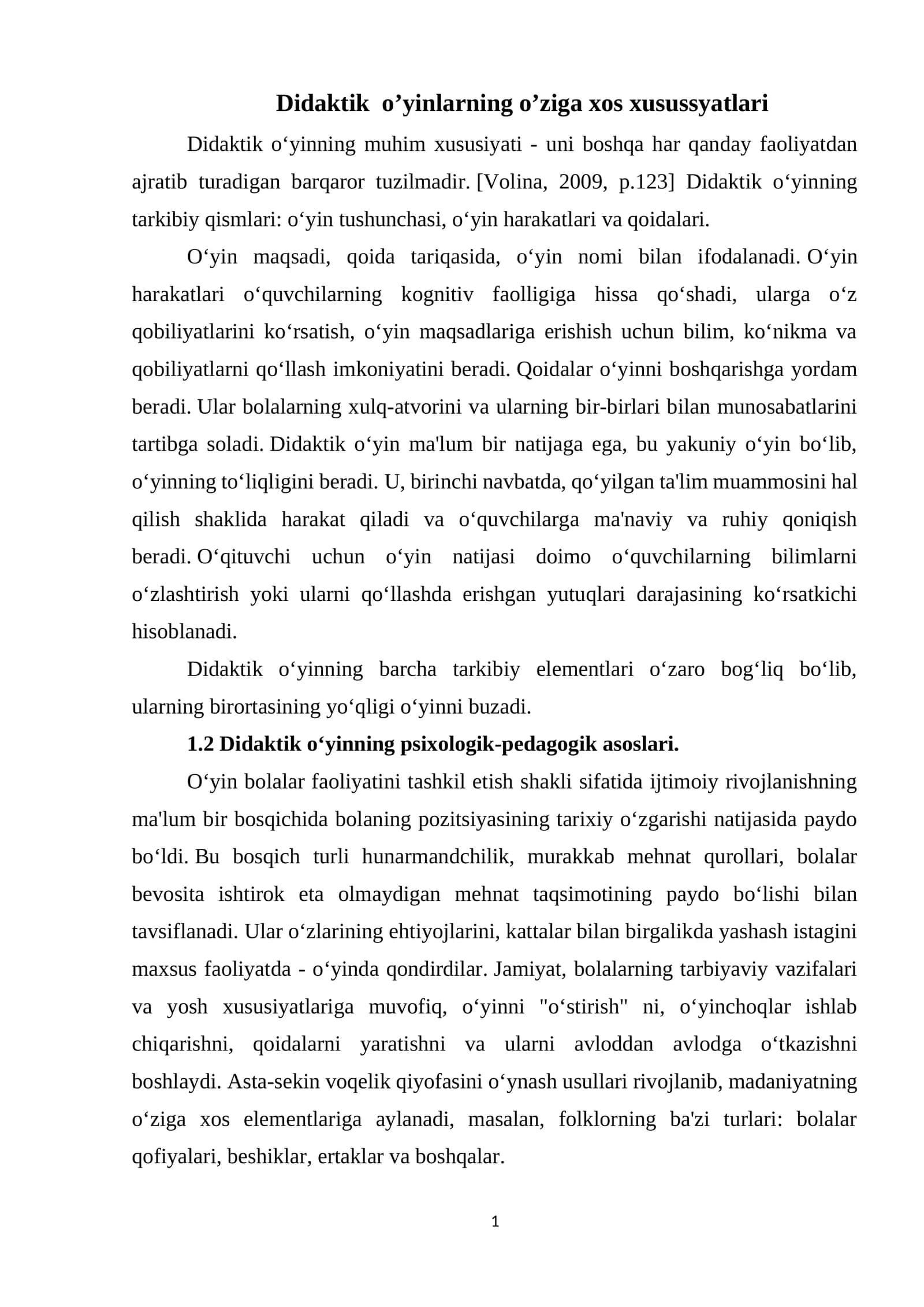 Didaktik o’yinlarning o’ziga xos xusussyatlari 1