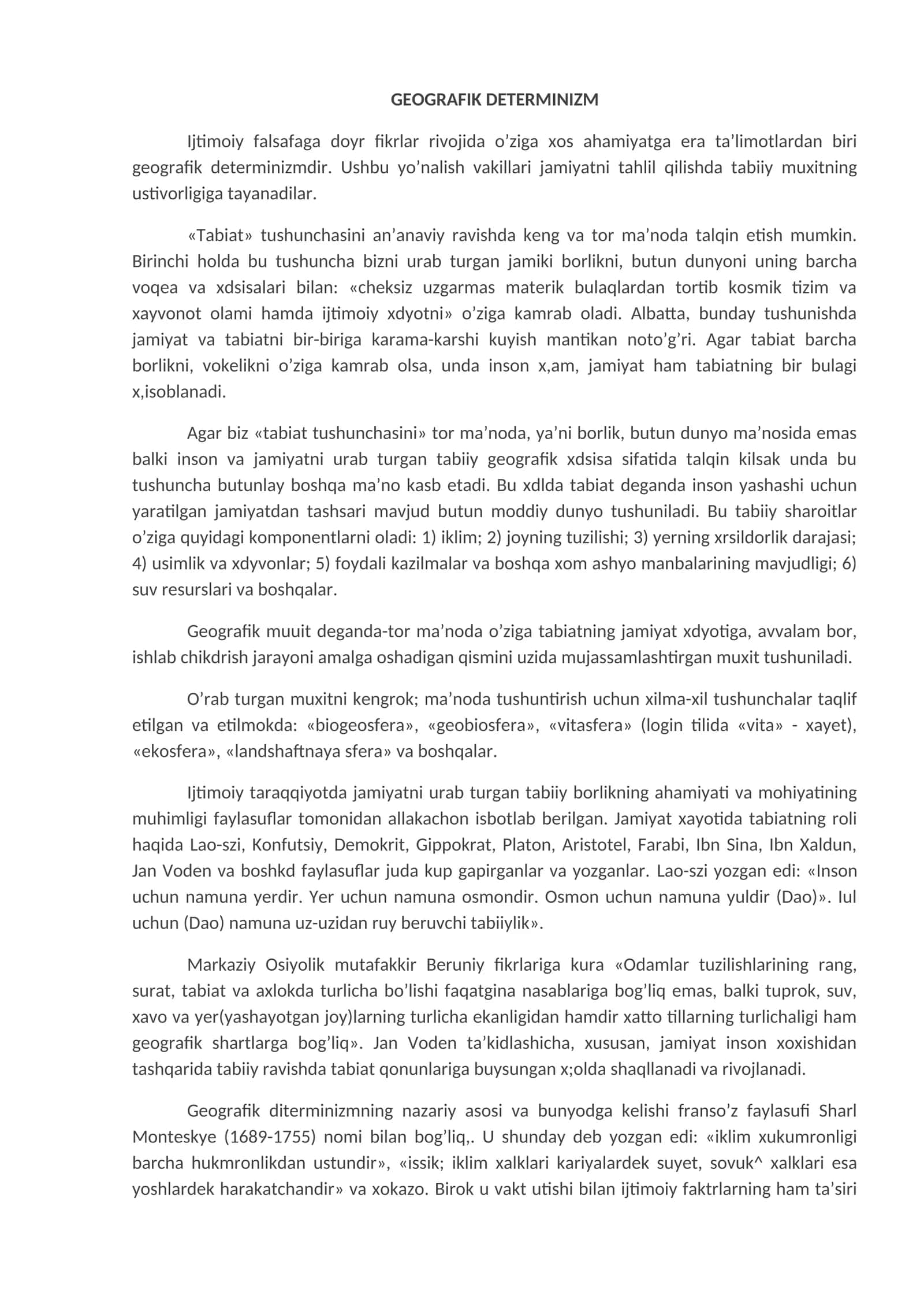 GEOGRAFIK DETERMINIZM 1