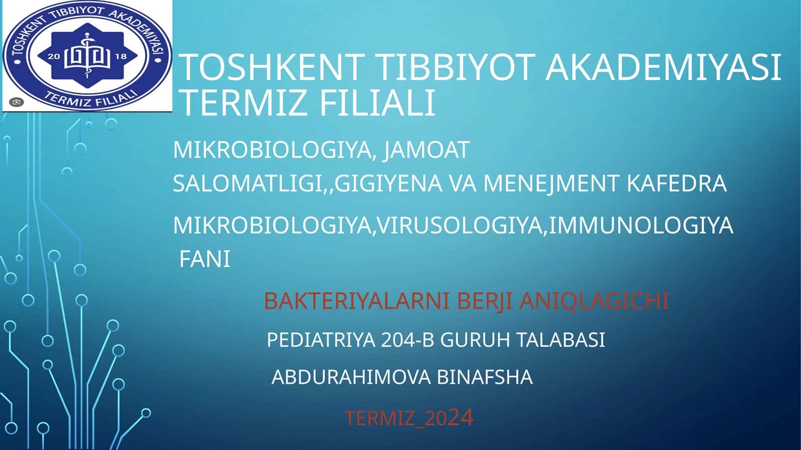 Bakteriyalarni Berji aniqlagichi 1