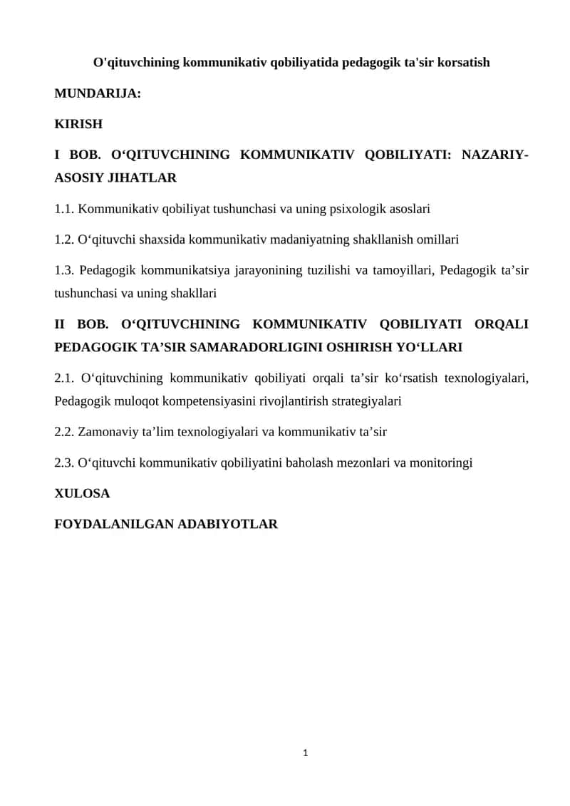 O'qituvchining kommunikativ qobiliyatida pedagogik ta'sir korsatish 1