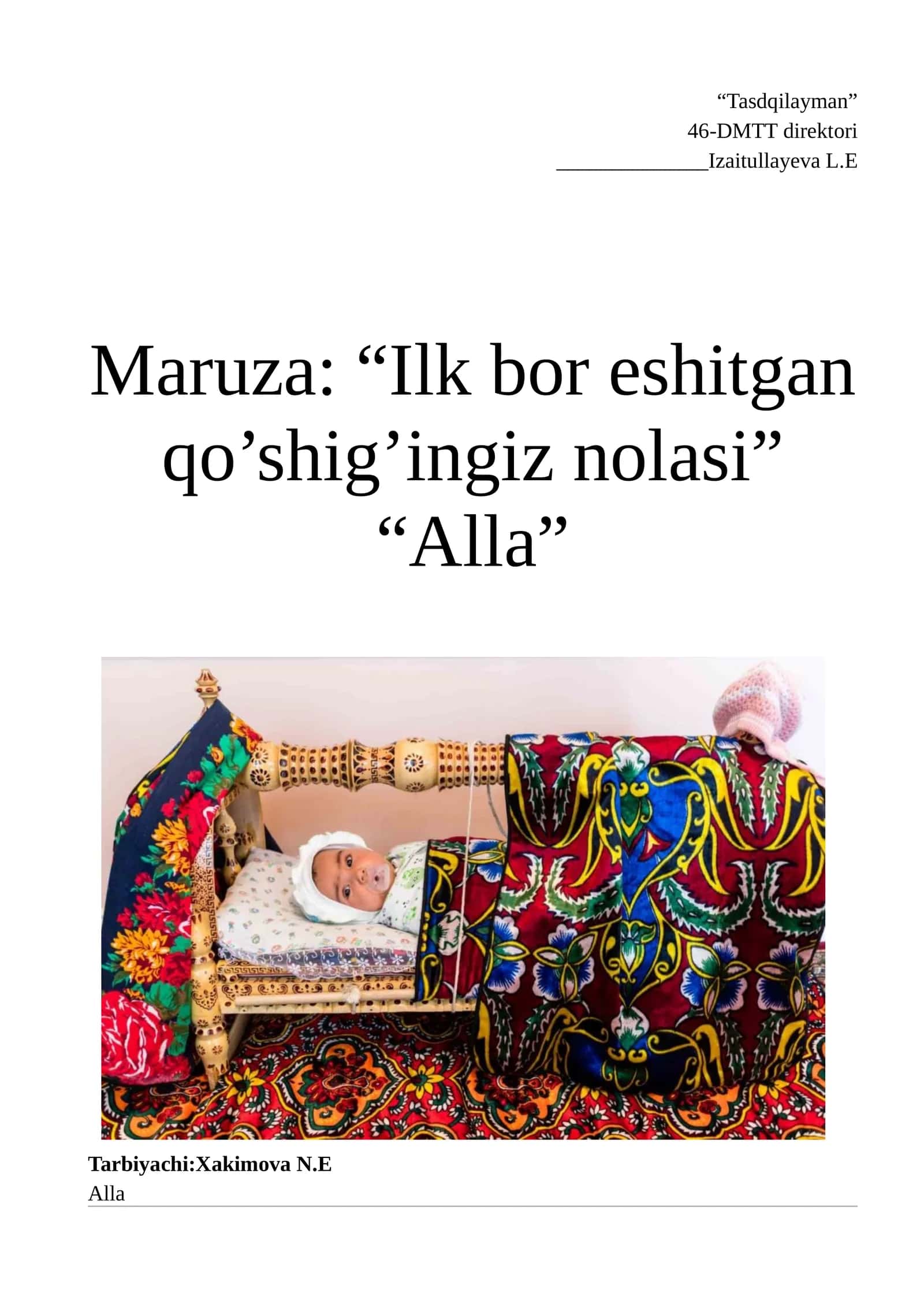 Mavzu: "Alla" 1
