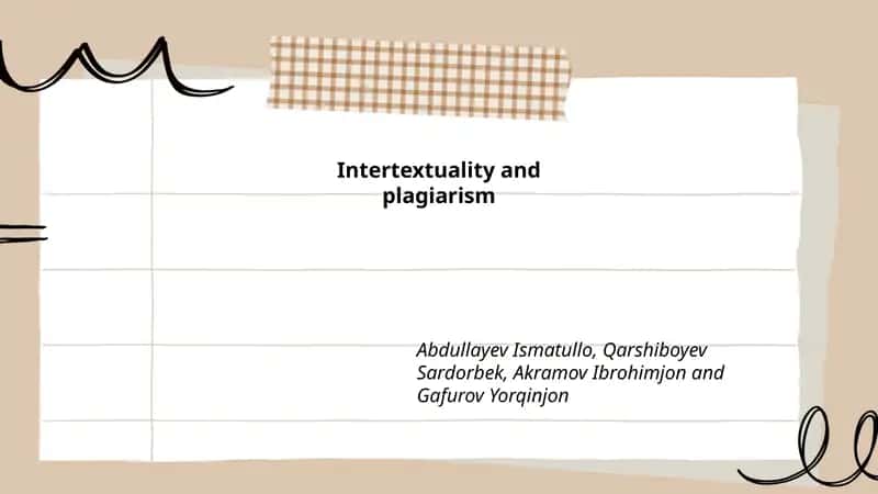 Intertextuality and Plagiarism 1