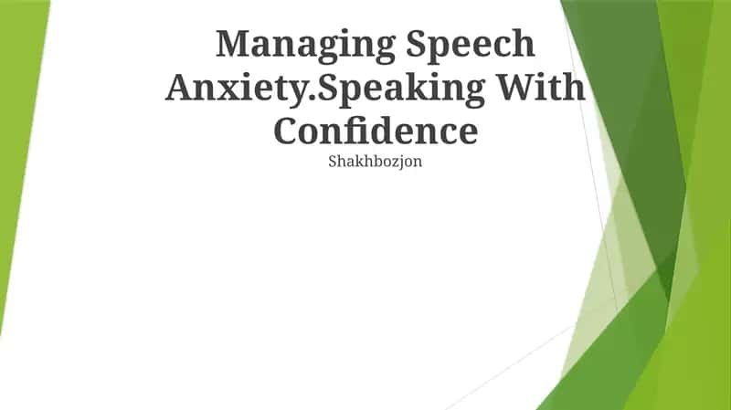 Managing Speech Anxiety 1
