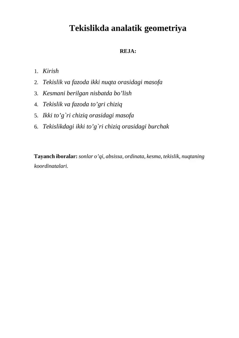 Tekislikda analatik geometriya 1