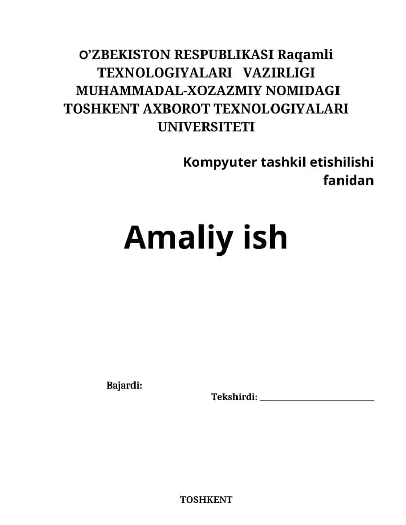 Kompyuter tashkil etishilishi 1