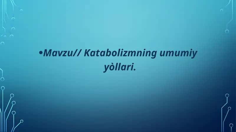 Katabolizmning umumiy yòllari 1