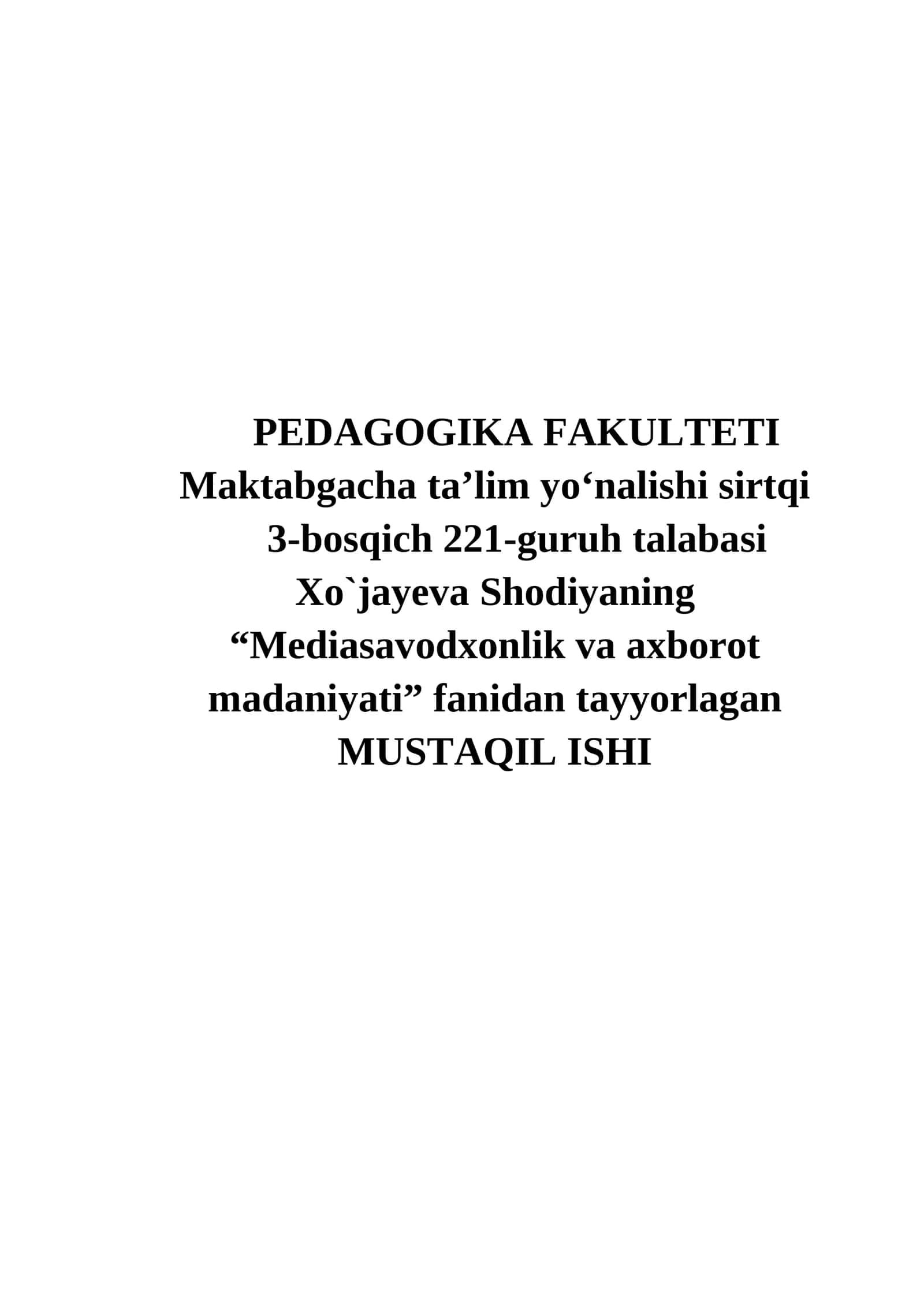 Mediasavodxonlik va axborot madaniyati 1