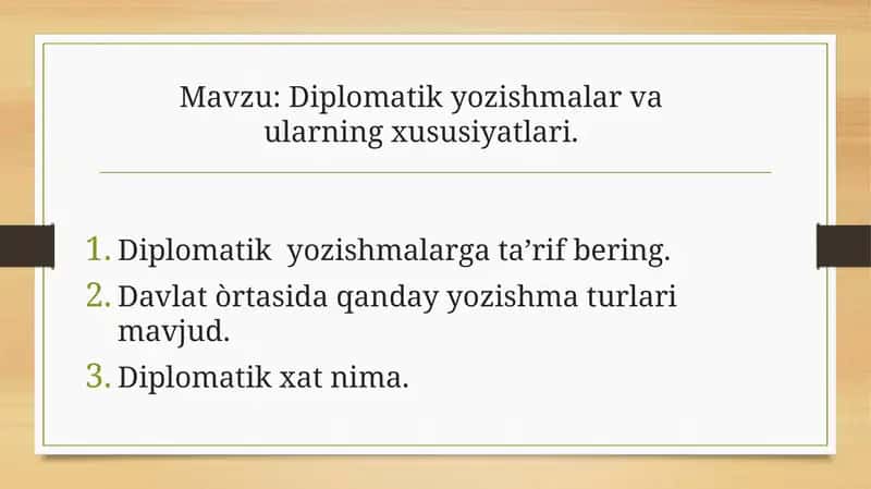 Diplomatik yozishmalar va ularning xususiyatlari 1