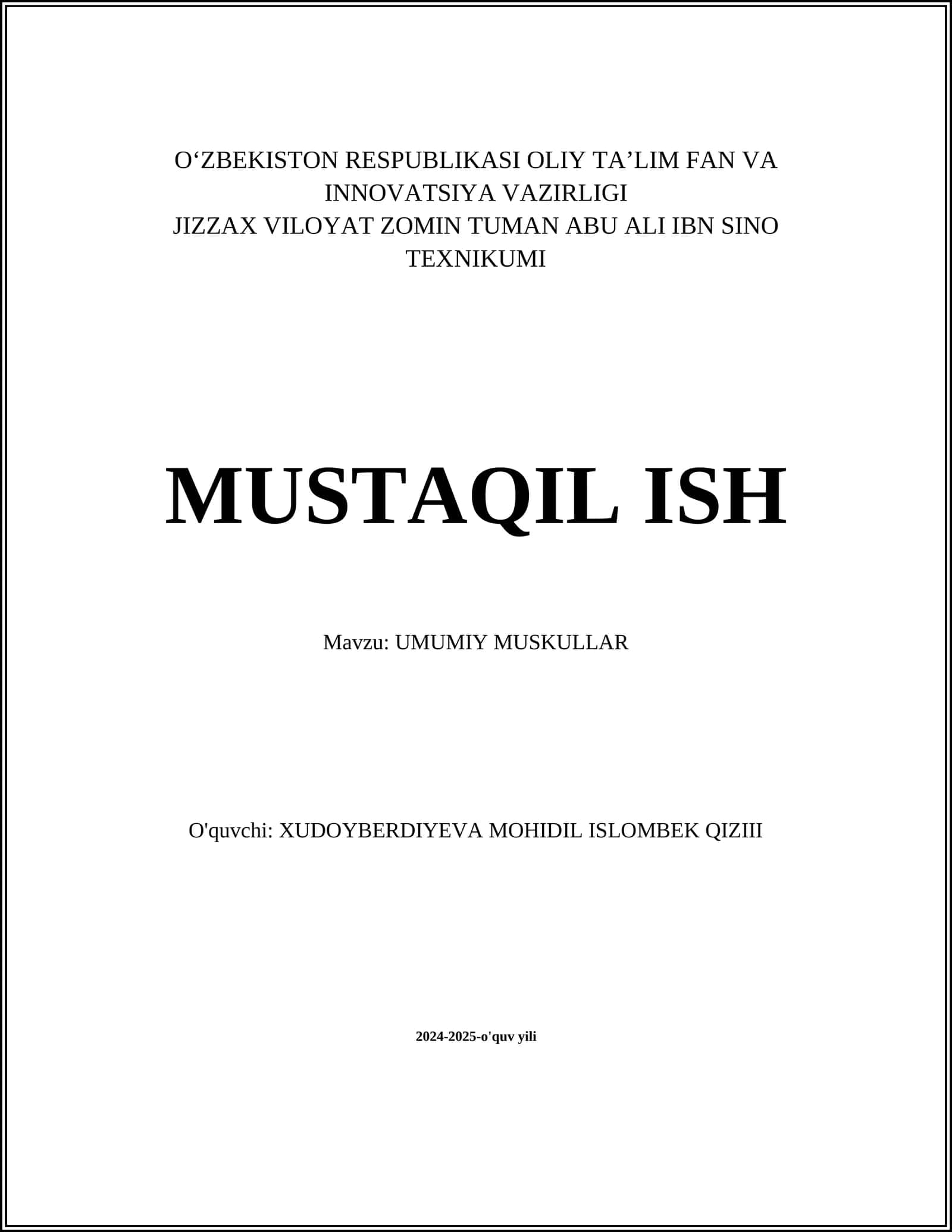 UMUMIY MUSKULLAR 1