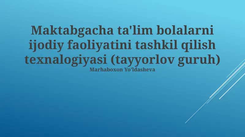 Ijodiy faoliyatni tashkil etish texnologiyasi 1