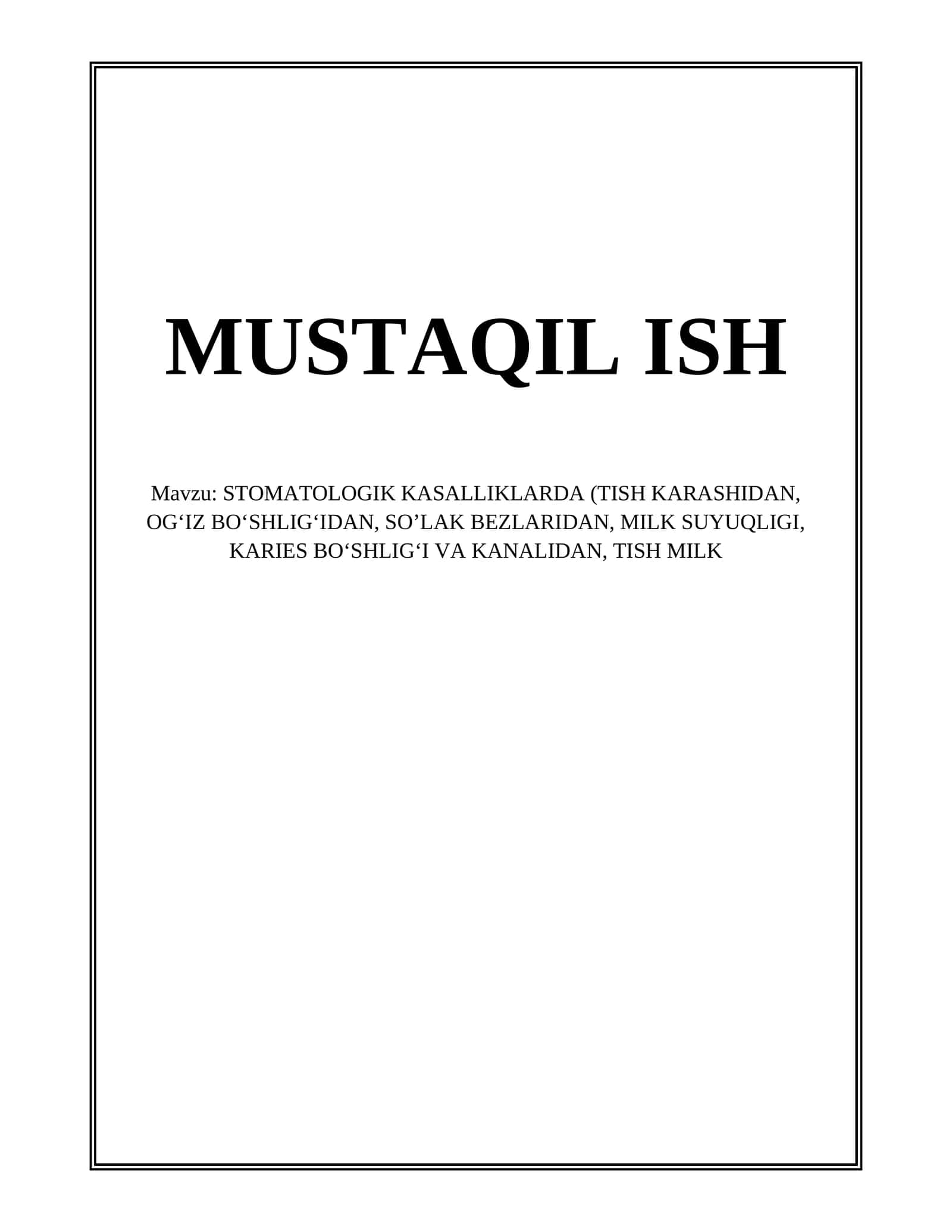 STOMATOLOGIK KASALLIKLARDA (TISH KARASHIDAN 1