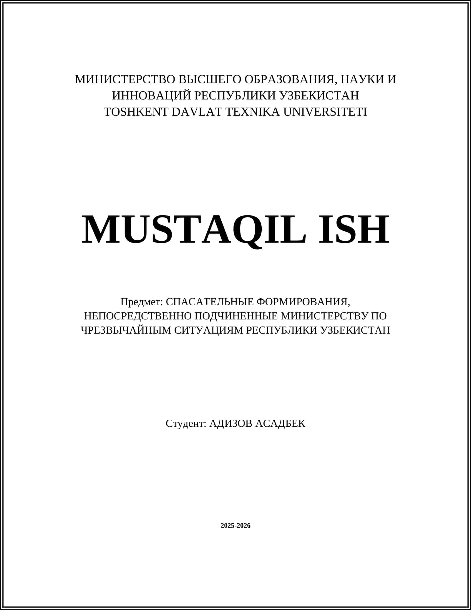 MUSTAQIL ISH 1