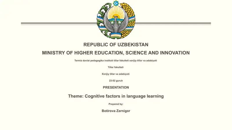 Cognitive factors in language learning 1