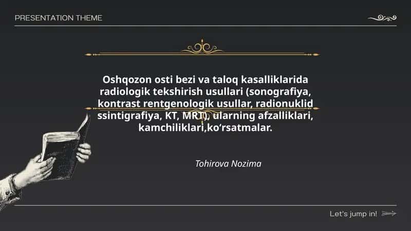 Oshqozon osti bezi va taloq kasalliklarida radiologik tekshirish usullari 1