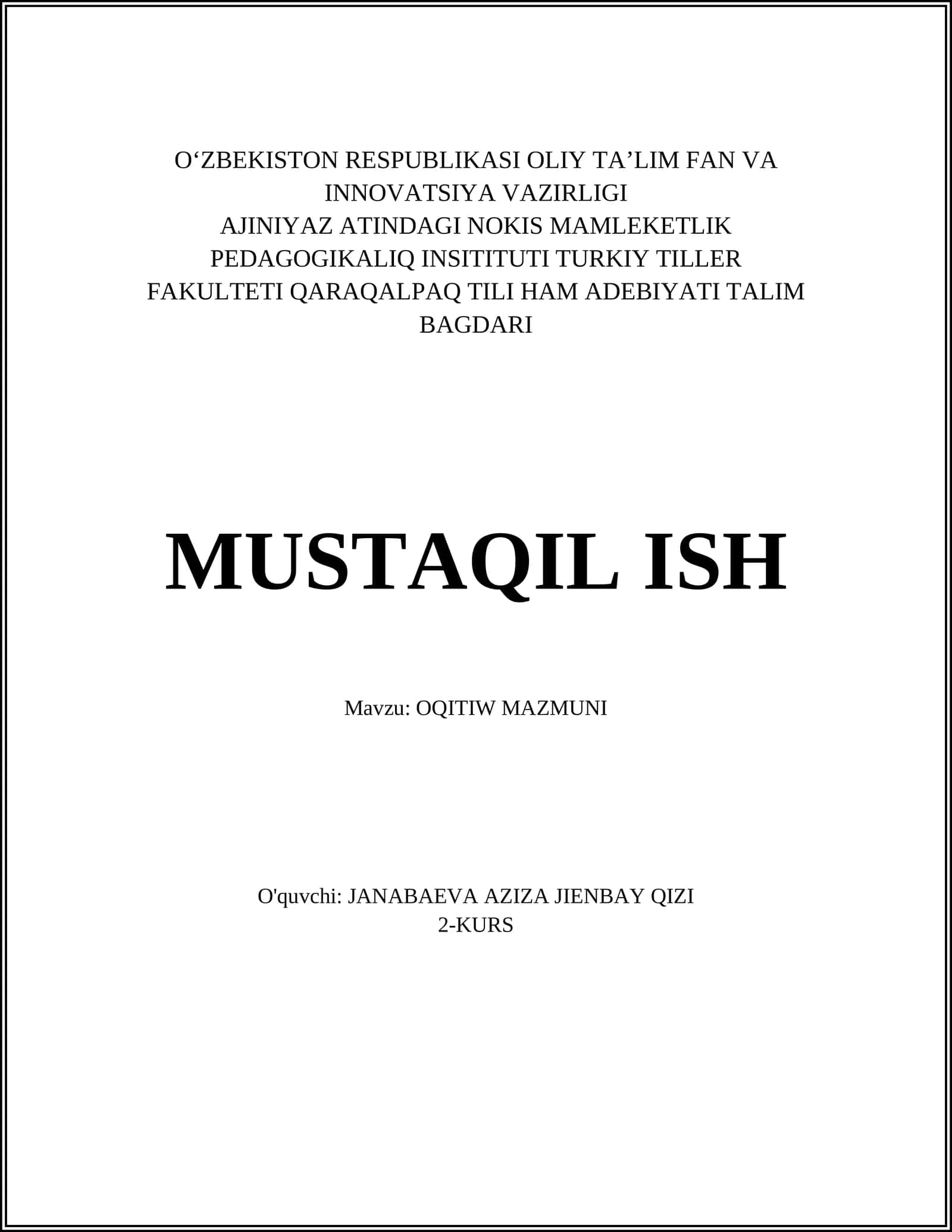 OQITIW MAZMUNI 1