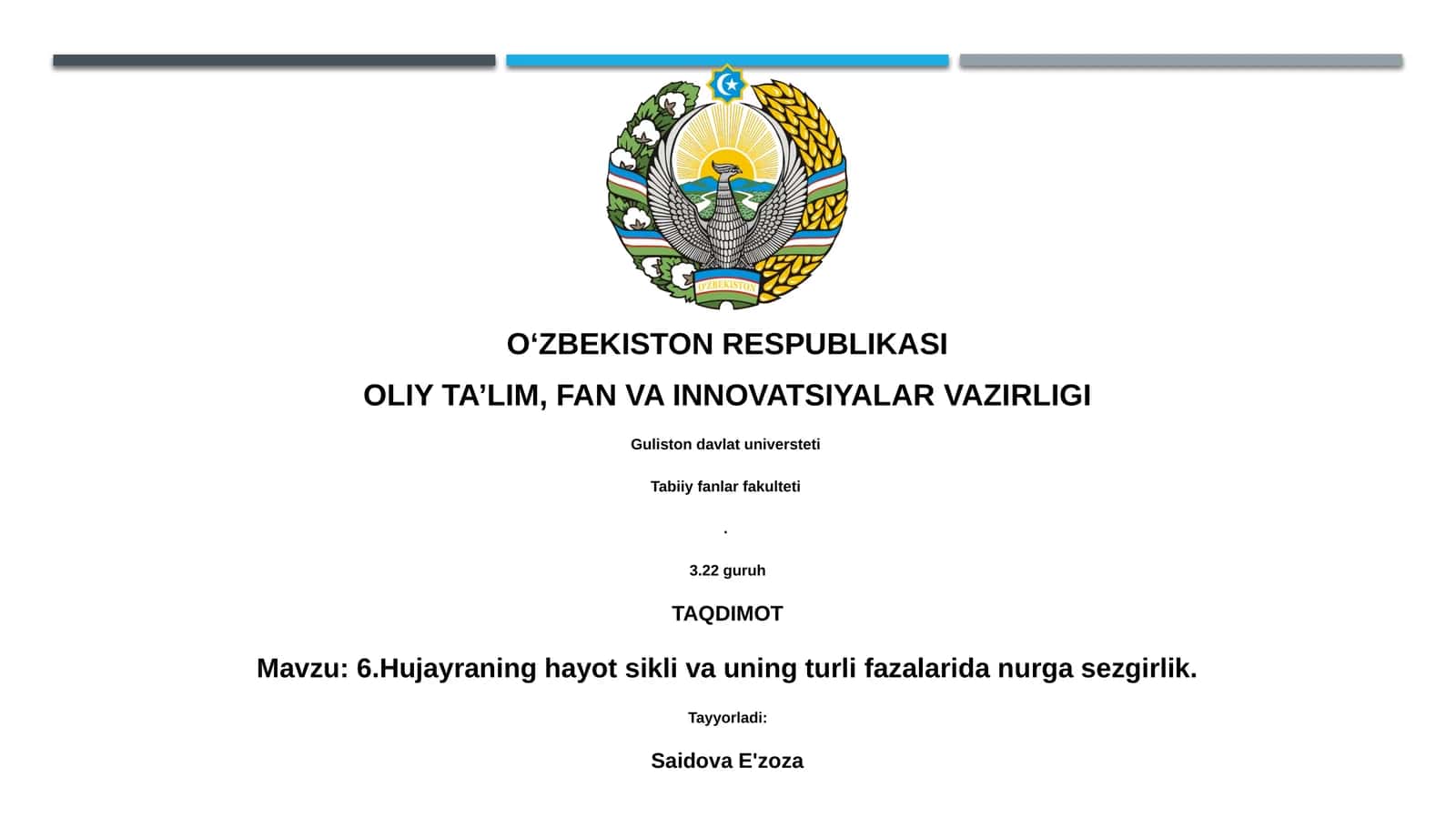 Hujayraning hayot sikli va uning turli fazalarida nurga sezgirlik 1