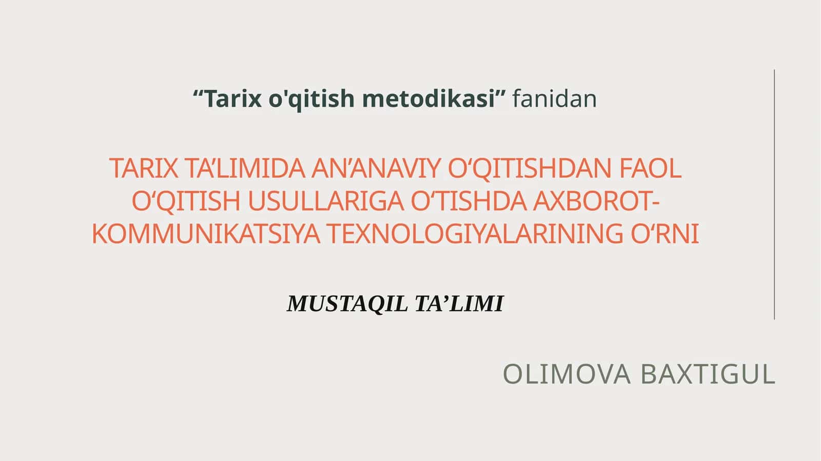 Tarix o'qitish metodikasi 1