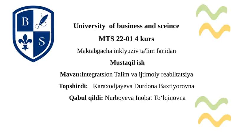 Integratsion Talim va ijtimoiy reablitatsiya 1