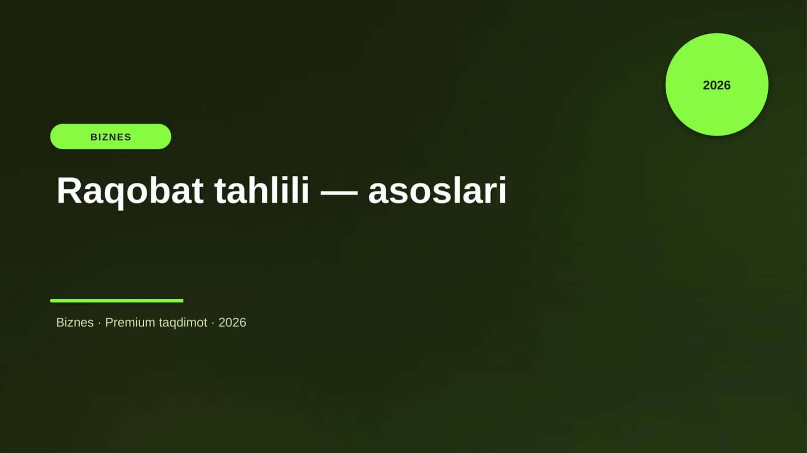 Raqobat tahlili — asoslari 1