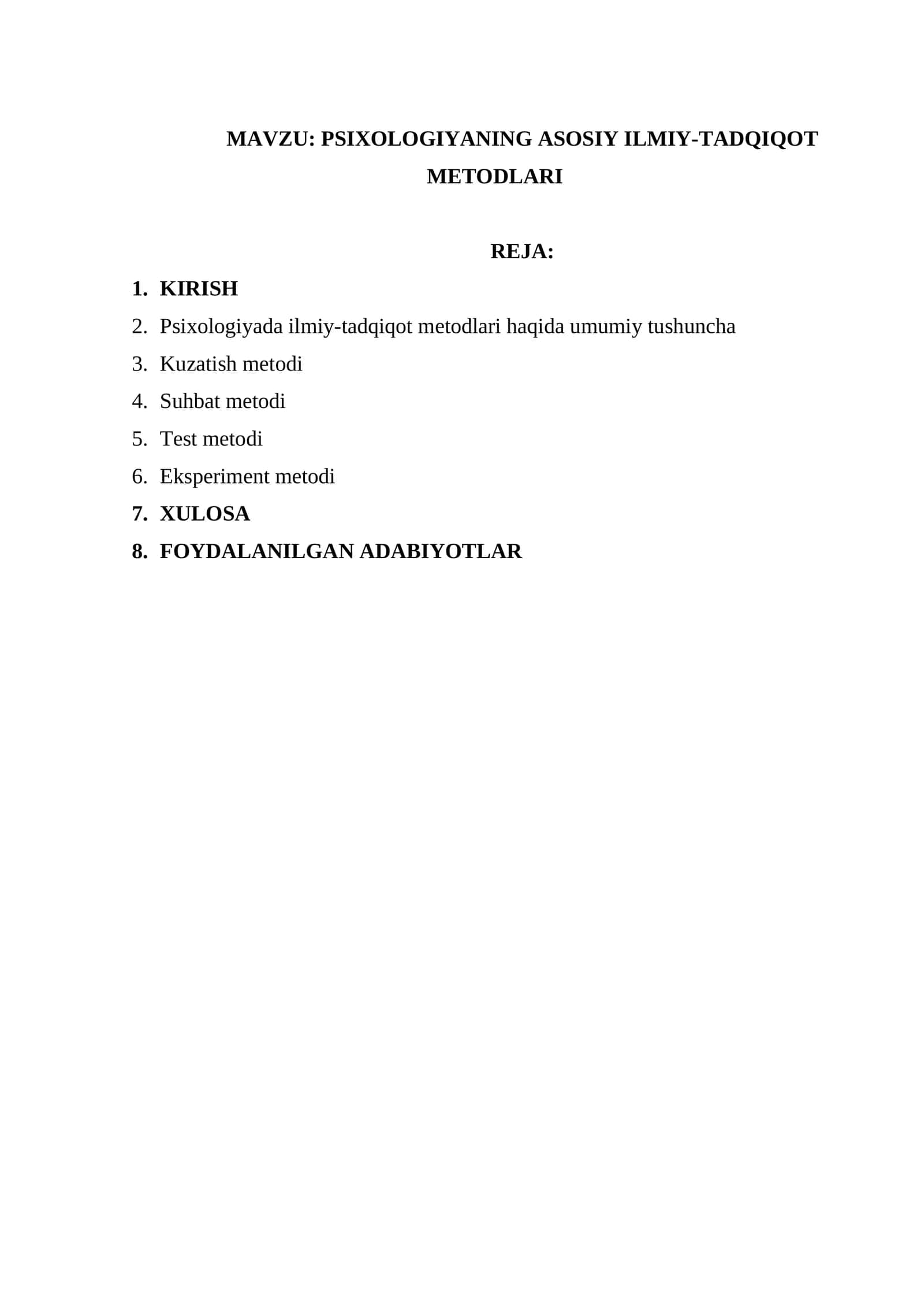Psixologiyaning asosiy ilmiy-tadqiqot metodlari 1