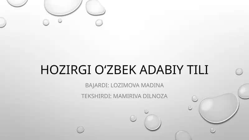 Oʻzbek Adabiy tili 1
