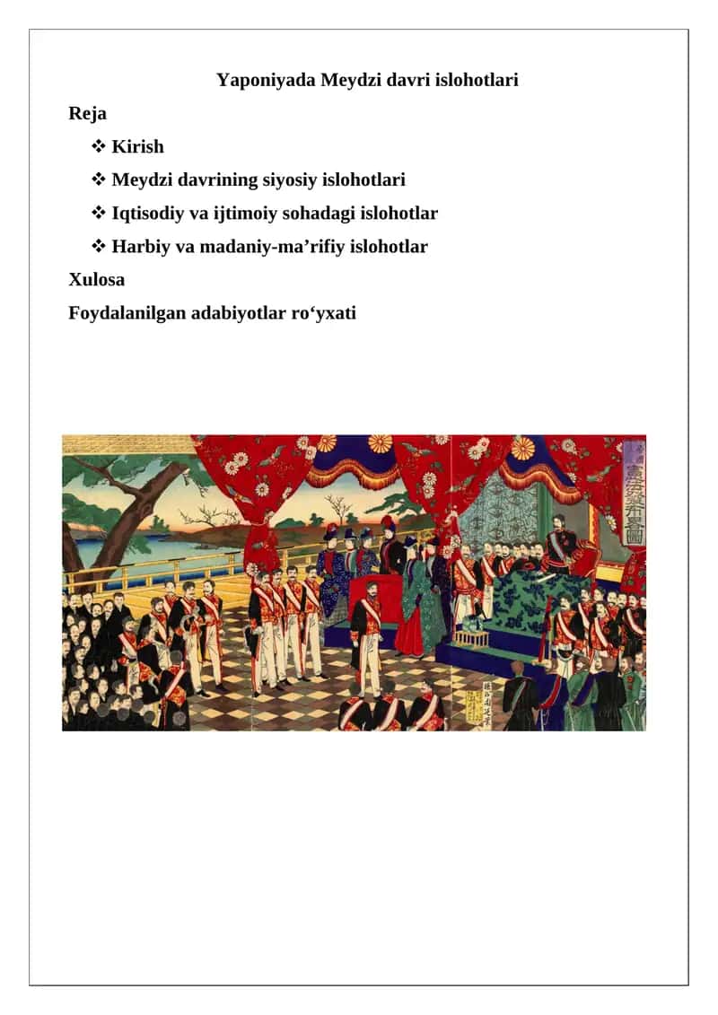 Yaponiyada Meydzi davri islohotlari 1