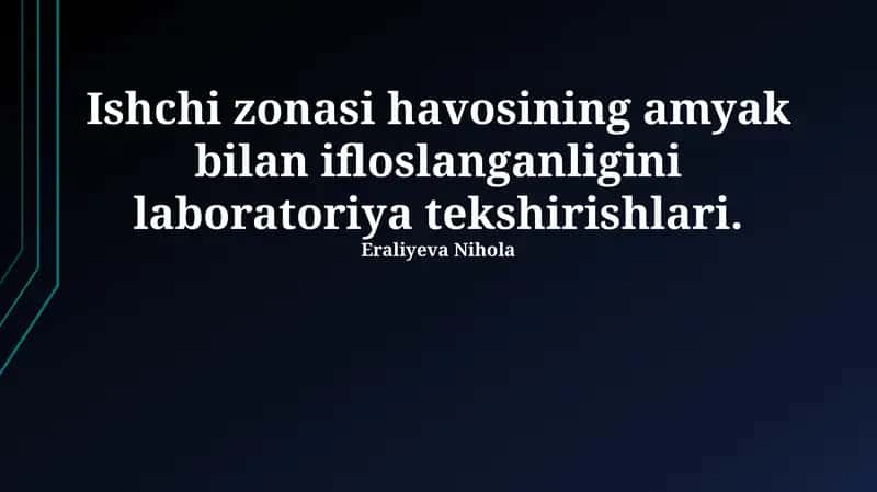 Ish joyidagi havodagi ammiak ifloslanishini laboratoriya tekshiruvi usullari 1