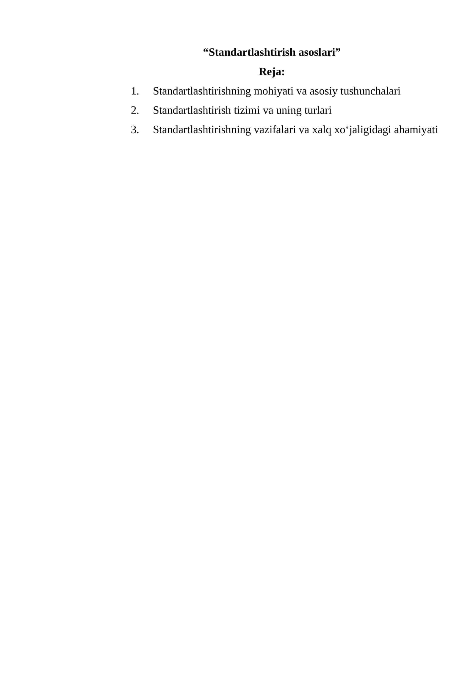 Standartlashtirish asoslari 1