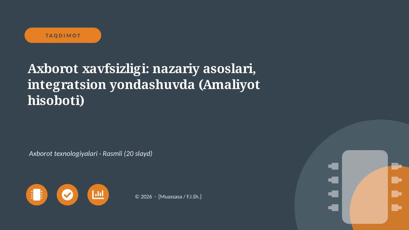 Axborot xavfsizligi: nazariy asoslari, integratsion yondashuvda (Amaliyot hisoboti) 1