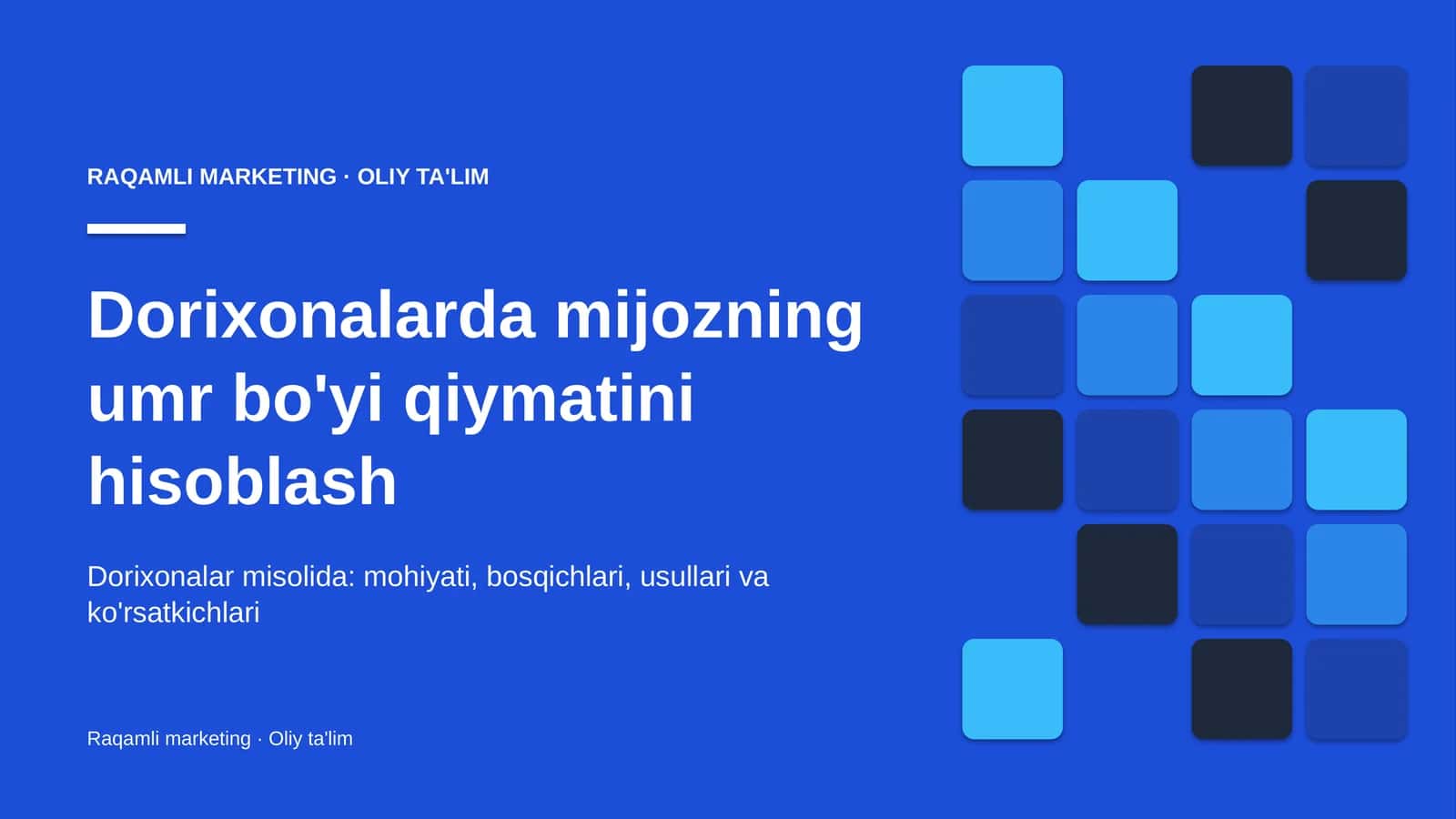 dorixonalarda mijozning umr bo'yi qiymatini hisoblash 3556 1