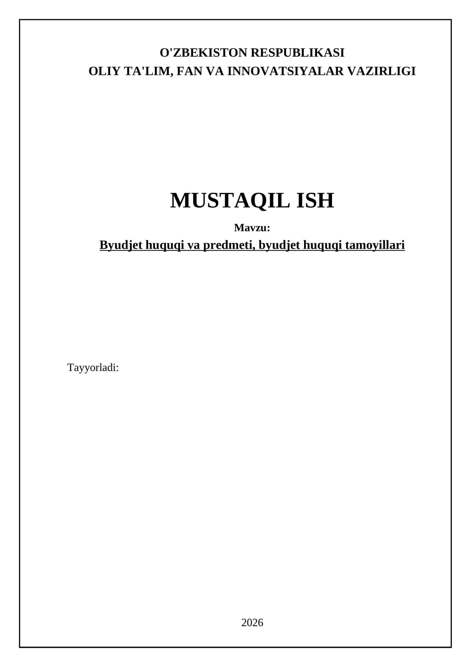 Byudjet huquqining predmeti va tizimi 1