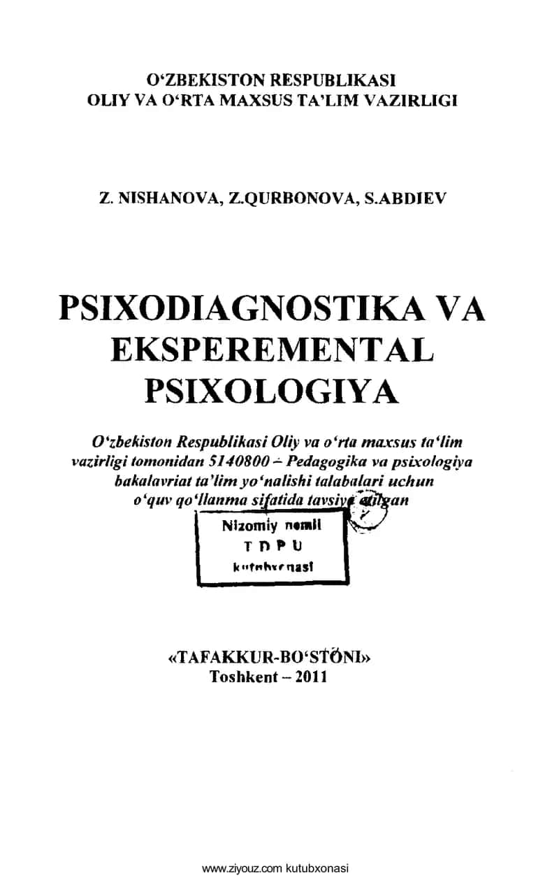 Psixodiagnostika va eksperem ental psixologiya 1