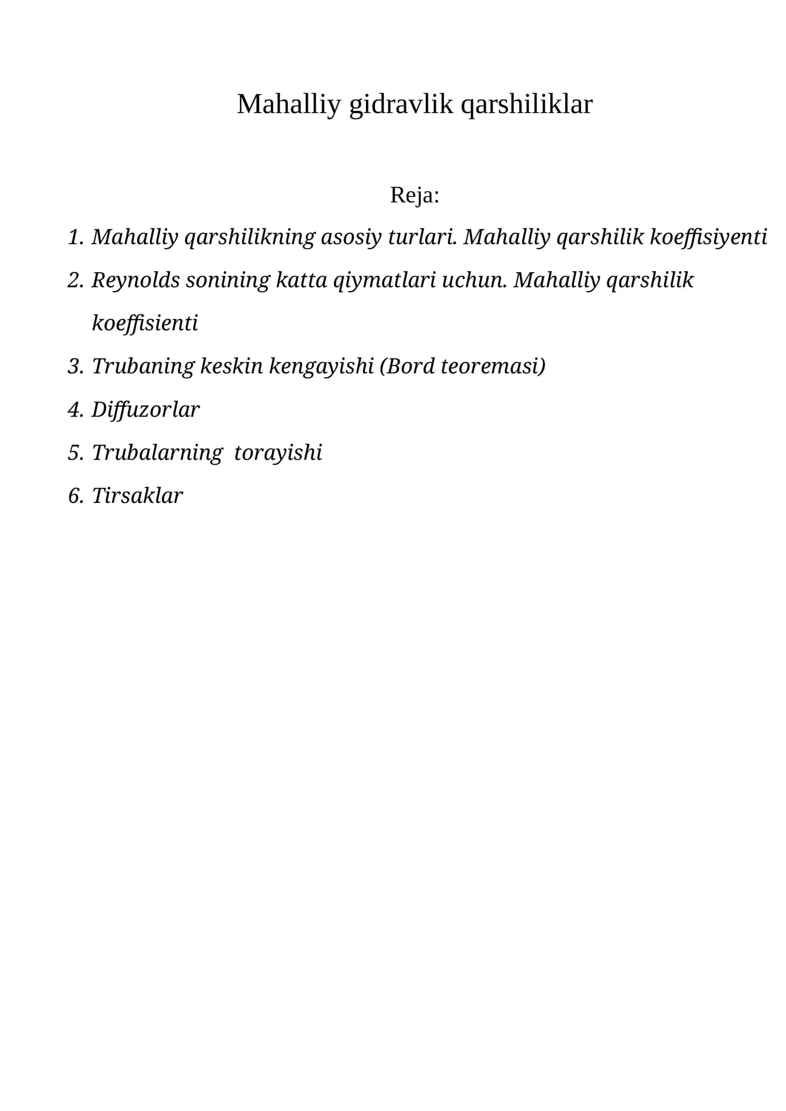 Mahalliy gidravlik qarshiliklar 1