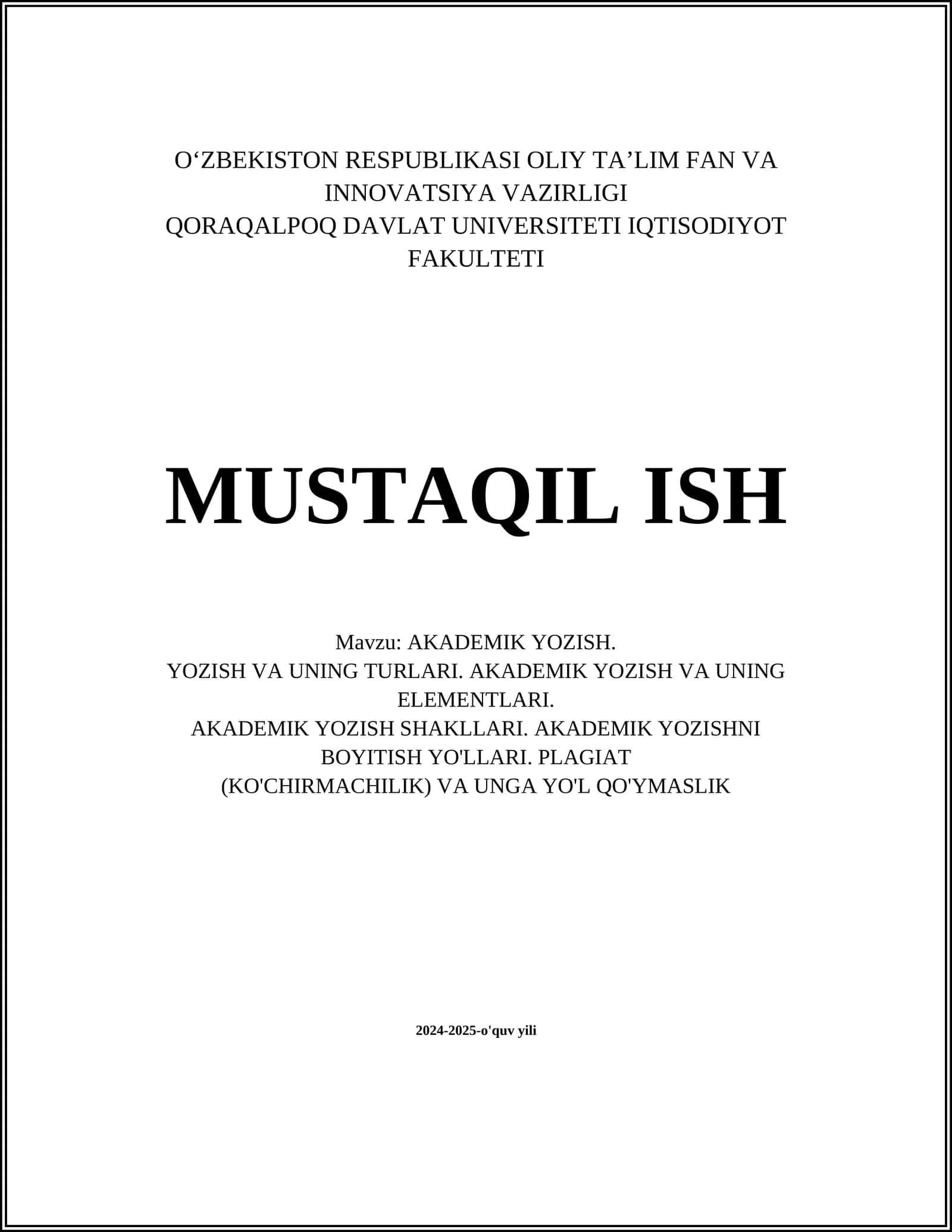 AKADEMIK YOZISH 1