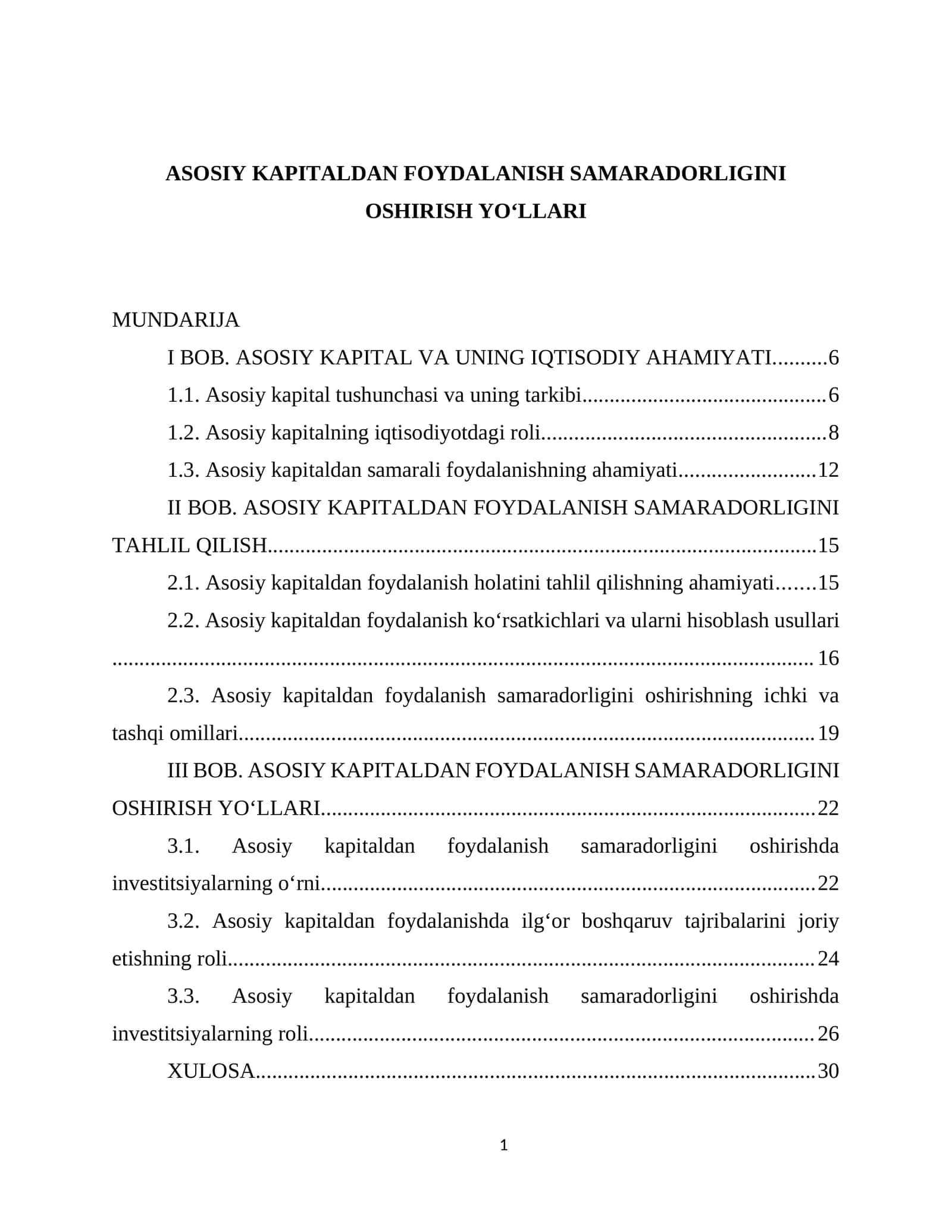 ASOSIY KAPITALDAN FOYDALANISH SAMARADORLIGINI OSHIRISH YO‘LLARI 1